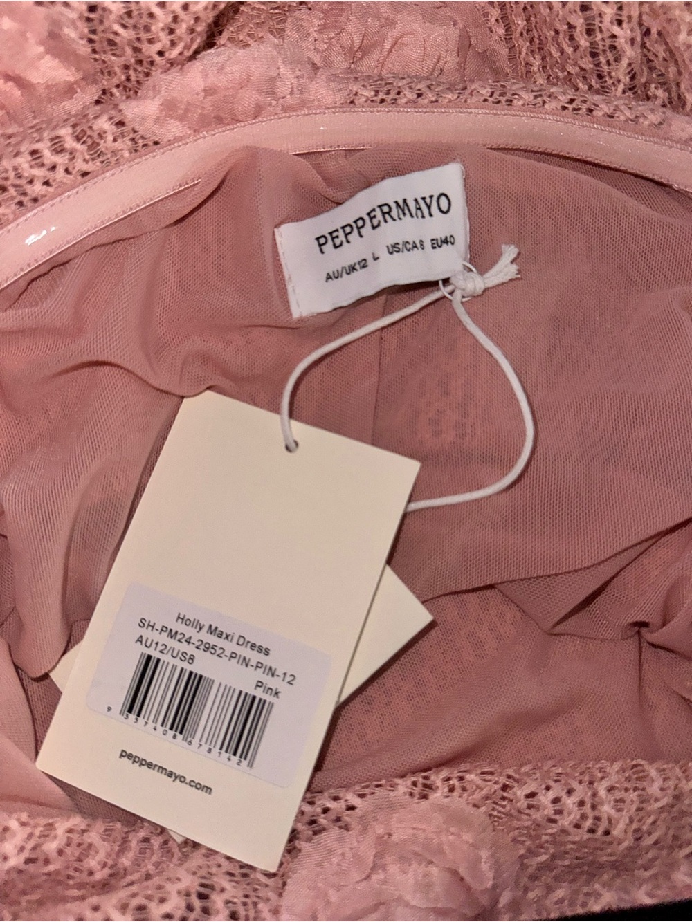 Peppermayo Blush Pink Rosette Knit Maxi Dress - Picture 3 of 5